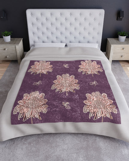 Pink Floral Butterflies 50" x 60" Crushed Velvet Blanket