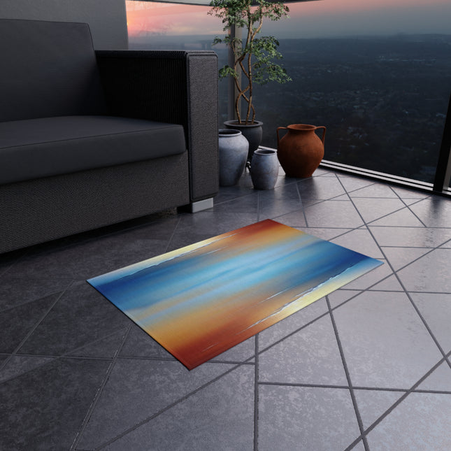 Blue Sea Red Orange Fog Outdoor Rug, 24" x 36"