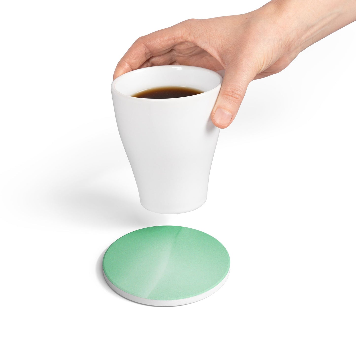 Mint Fade 4" x 4" Round Ceramic Coaster