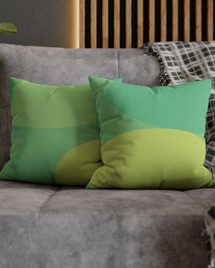 Pastel Green Patches Spun Polyester Square Pillowcase, 14" x 14"