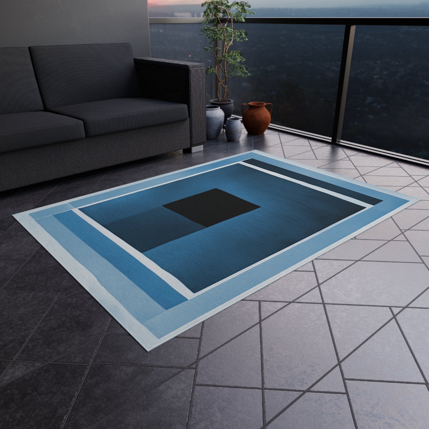 Blue Shadow Outdoor Rug, 60" x 84"