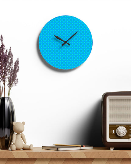 Blue Green Star-crossed Bodies Acrylic Wall Clock, Round or Square, 10.75" x 10.75"
