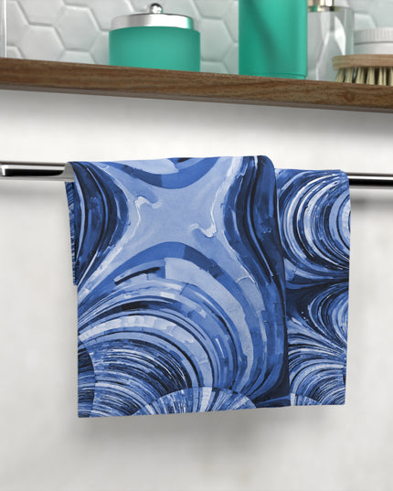 Uzi Spiral Deep Blue Face Towel, 13" x 13"
