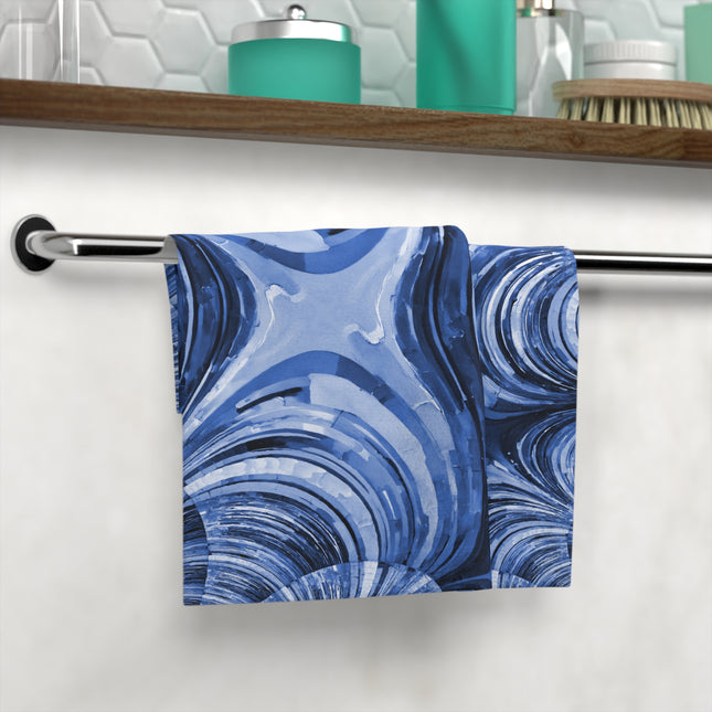 Uzi Spiral Deep Blue Face Towel, 13" x 13"