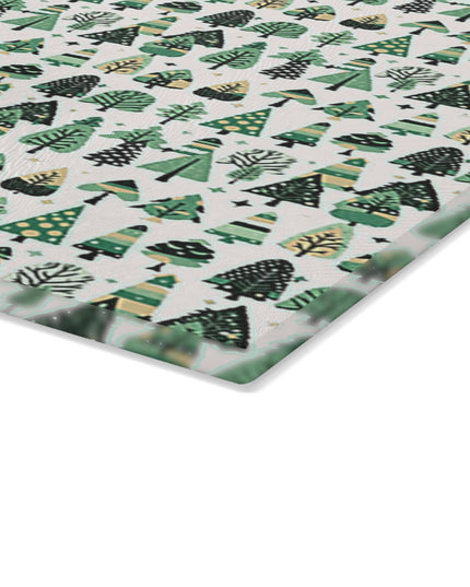 Mini Vintage Green Trees 11" x 15" Glass Cutting Board