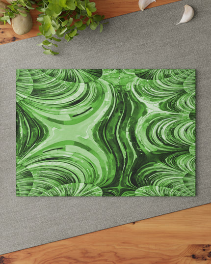 Uzi Spiral Mint Pastel 8" x 11" Glass Cutting Board