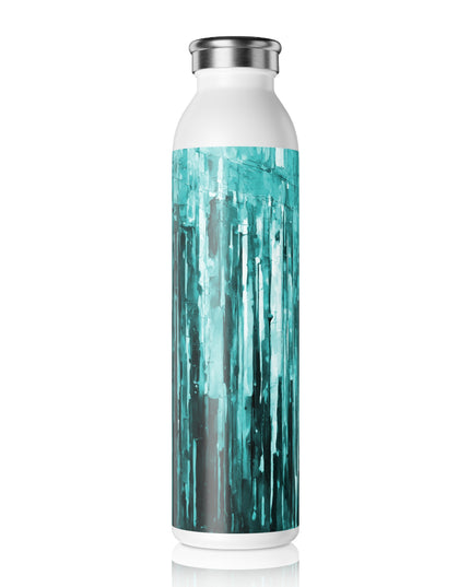 Striped Tif Slim Water Bottle, 20 oz White
