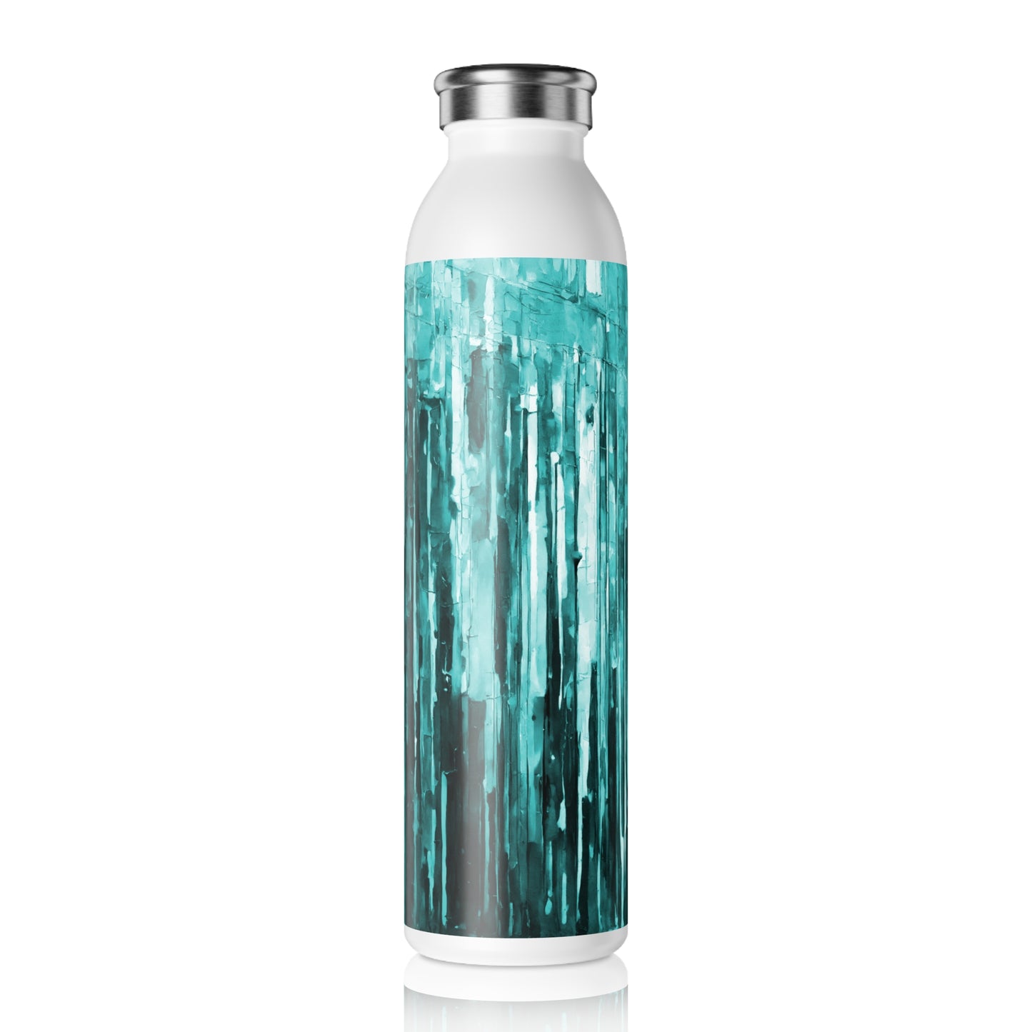 Striped Tif Slim Water Bottle, 20 oz White