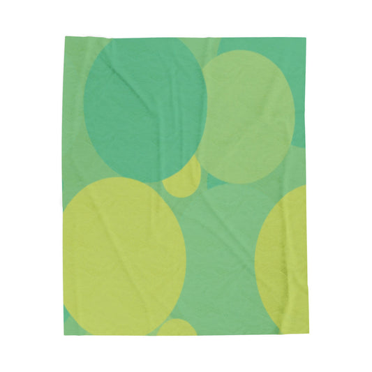 Pastel Green Patches Velveteen Plush Blanket, 50" x 60"