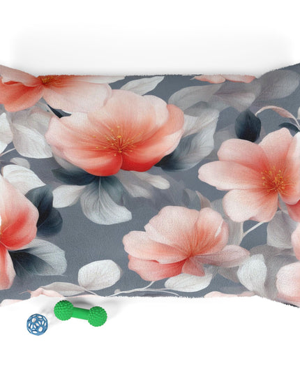 Red Blossom Floral Bunch Pet Bed, 40" × 30"