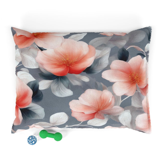 Red Blossom Floral Bunch Pet Bed, 40" × 30"
