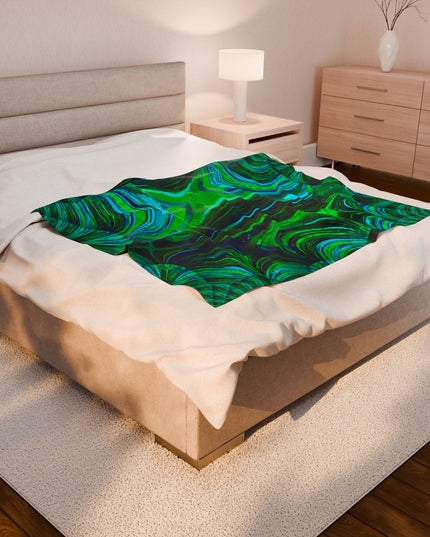 Uzi Spiral Blue Green Velveteen Plush Blanket, 50" x 60"