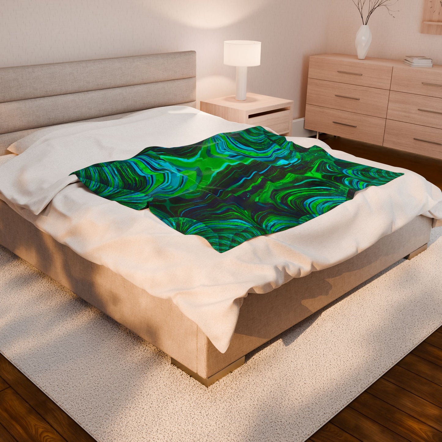 Uzi Spiral Blue Green Velveteen Plush Blanket, 50" x 60"