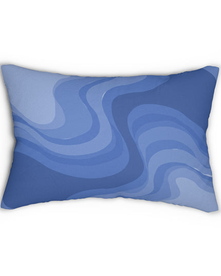 Deep Blue Wavey Spun Polyester Lumbar Pillow, 20" x 14"