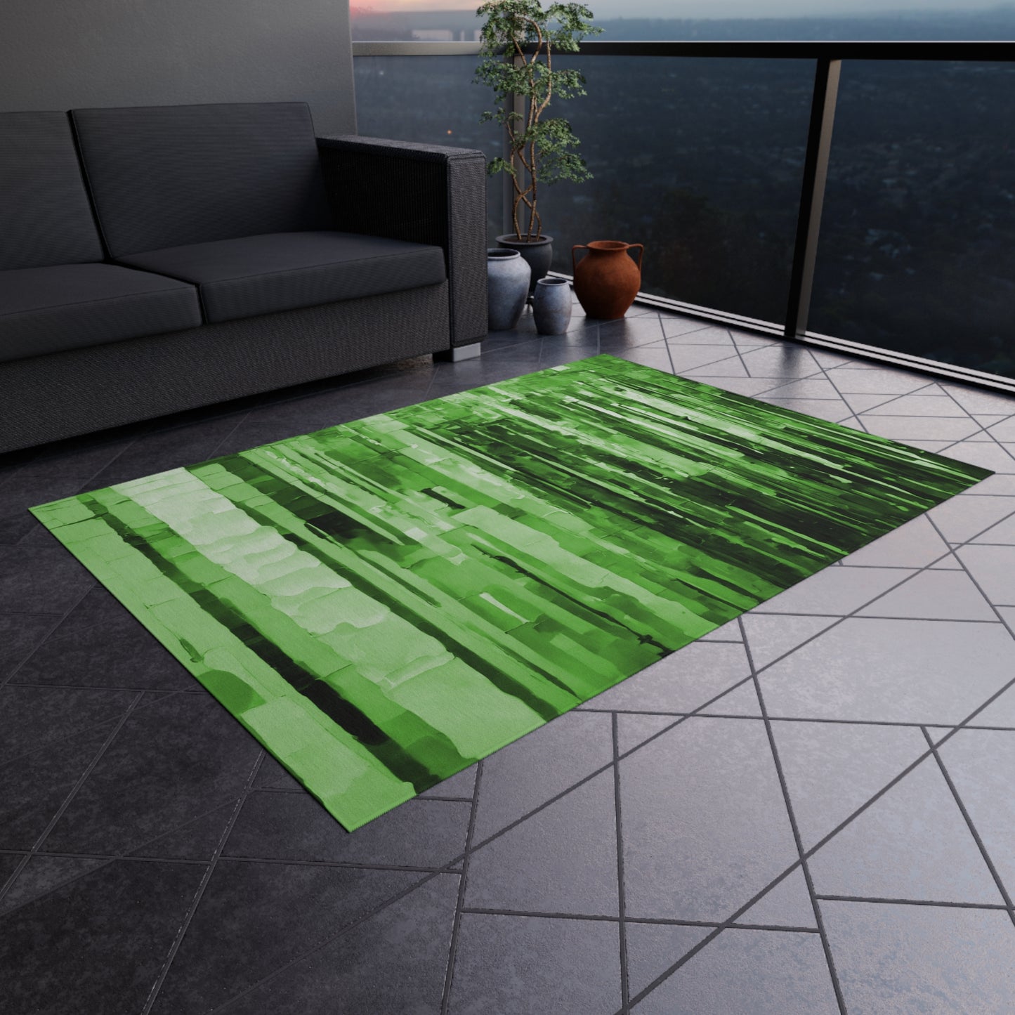 Striped Mint Pastel Outdoor Rug, 60" x 84"