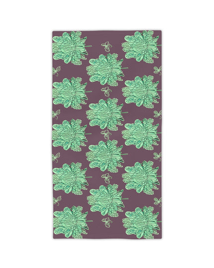 Mint Green Floral Butterflies Beach Towel, 24" x 44"