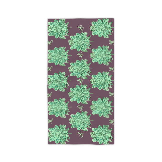 Mint Green Floral Butterflies Beach Towel, 24" x 44"