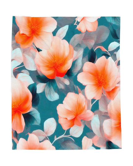 Orange Blossom Floral Bunch Velveteen Plush Blanket, 50" x 60"