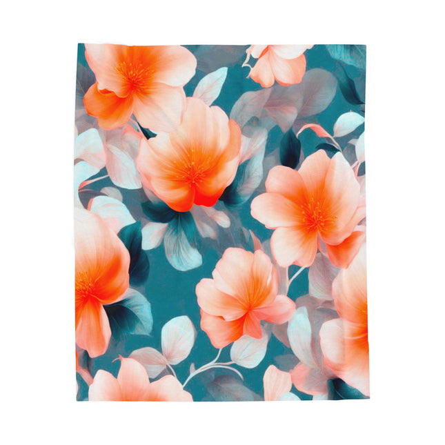 Orange Blossom Floral Bunch Velveteen Plush Blanket, 50" x 60"