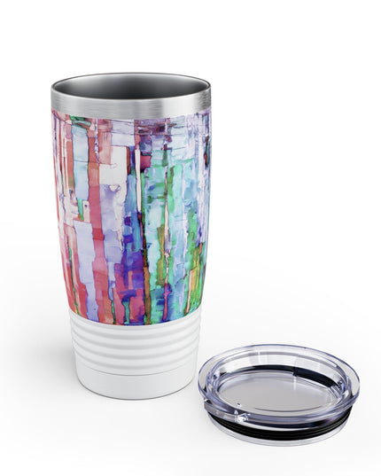 Striped Pastels Ringneck Tumbler, 20oz in white