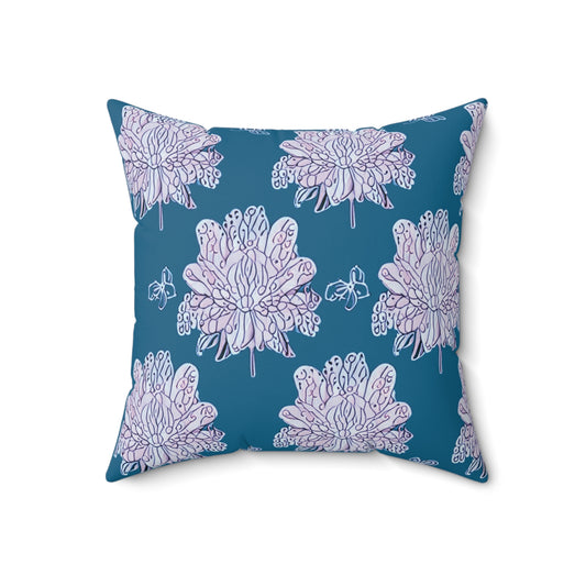 Lavender Floral Butterflies 18" x 18" Faux Suede Square Pillow