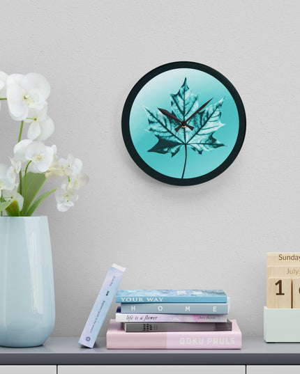 Tif Green Maple Leaf Acrylic Wall Clock, Round or Square, 10.75" x 10.75"