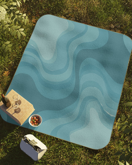 Sky Blue Wavey 61" × 51" Picnic Blanket