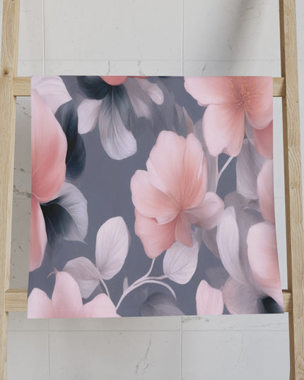 Peach and Blue Gray Floral Bunch Hand Towel, 16" x 28"