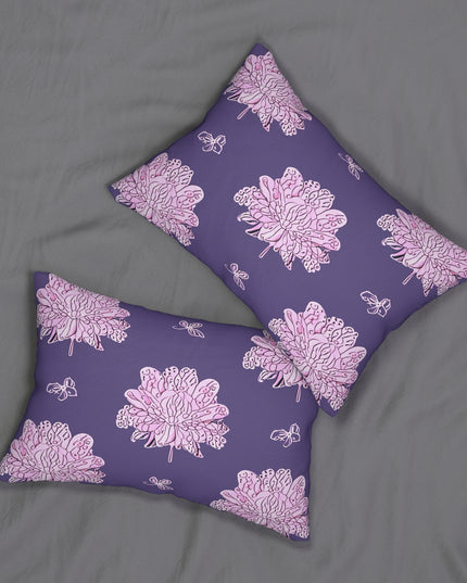 Magenta Floral Butterflies Spun Polyester Lumbar Pillow, 20" x 14"