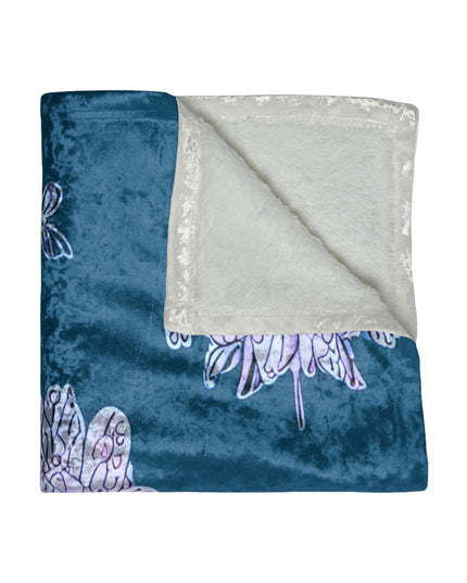 Lavender Floral Butterflies 50" x 60" Crushed Velvet Blanket