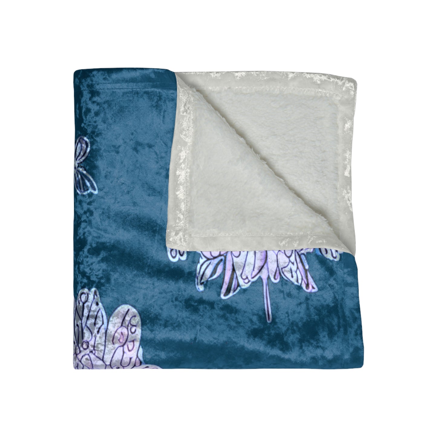 Lavender Floral Butterflies 50" x 60" Crushed Velvet Blanket