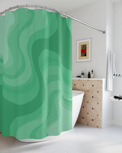 Mint Green Wavey Shower Curtains, 71" x 74"