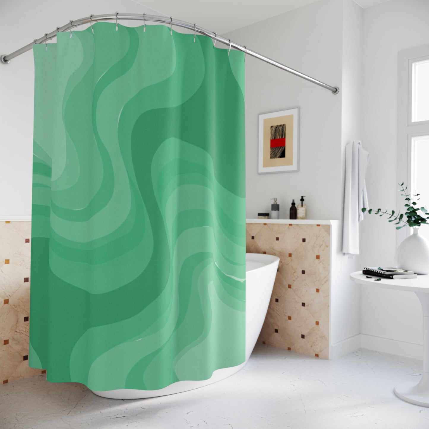 Mint Green Wavey Shower Curtains, 71" x 74"