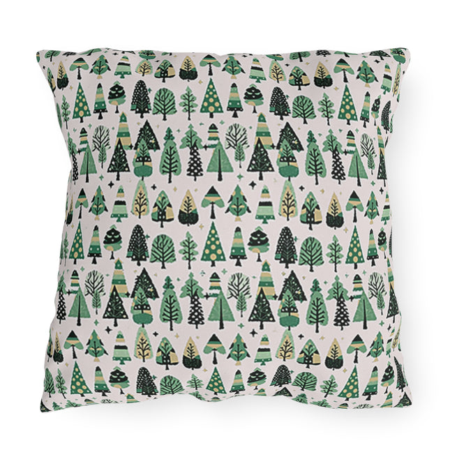 Mini Vintage Green Trees 20" x 20" Outdoor Pillow