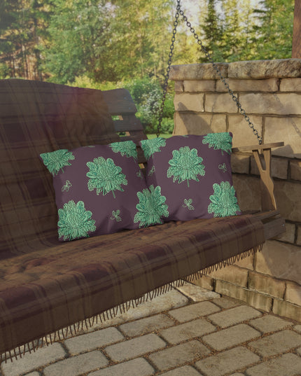 Mint Green Floral Butterflies 16" x 16" Outdoor Pillow