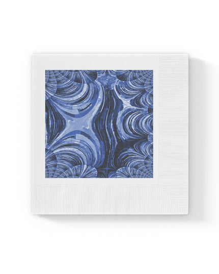Uzi Spiral Deep Blue White Coined Napkins, 6.5" x 6.5"