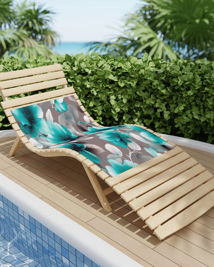 Tif Green Gray Floral Bunch Beach Towel, 24" x 44"
