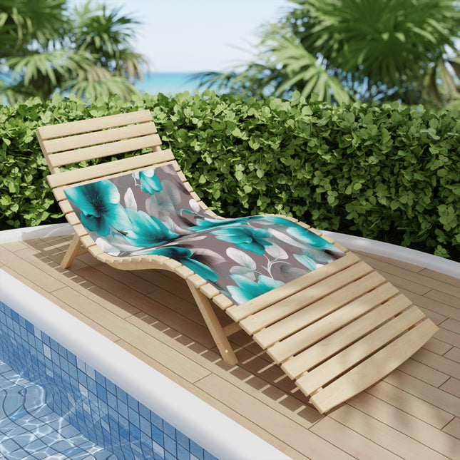 Tif Green Gray Floral Bunch Beach Towel, 24" x 44"