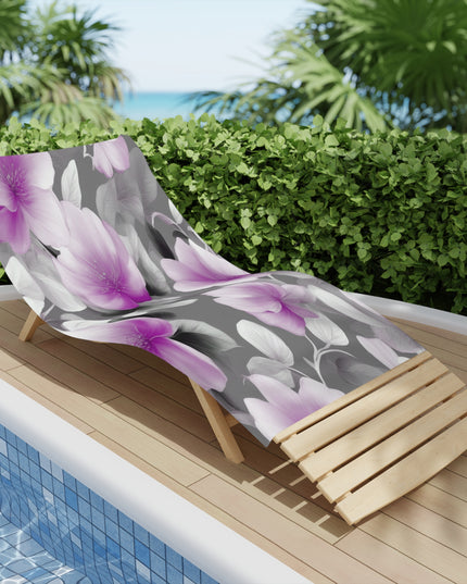 Purple Blossom Floral Bunch Beach Towel, 30" x 60"
