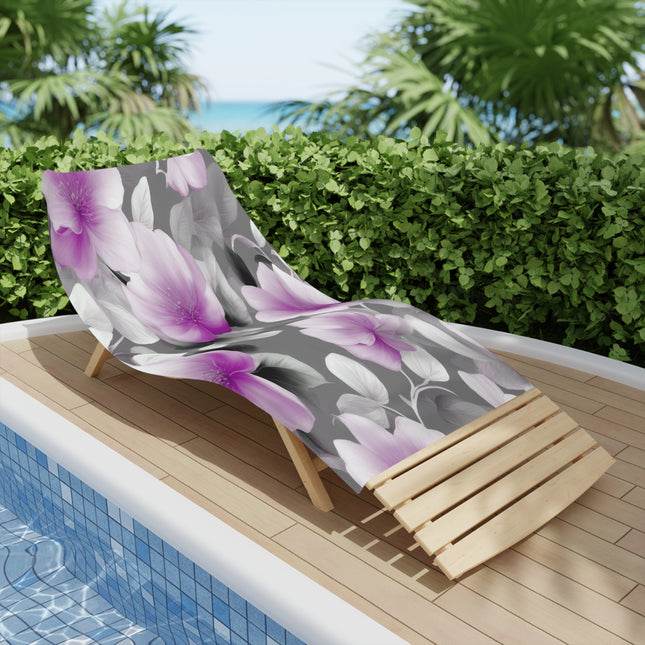 Purple Blossom Floral Bunch Beach Towel, 30" x 60"