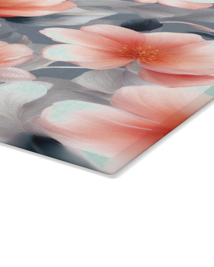 Red Blossom Floral Bunch Glass Cutting Board, 11" x 15"