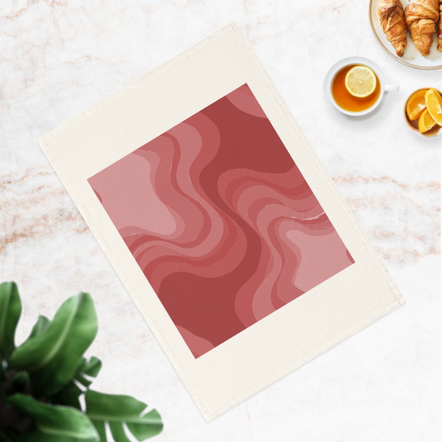 Power Red Wavey 19.6" x 27.5" Cotton Tea Towel