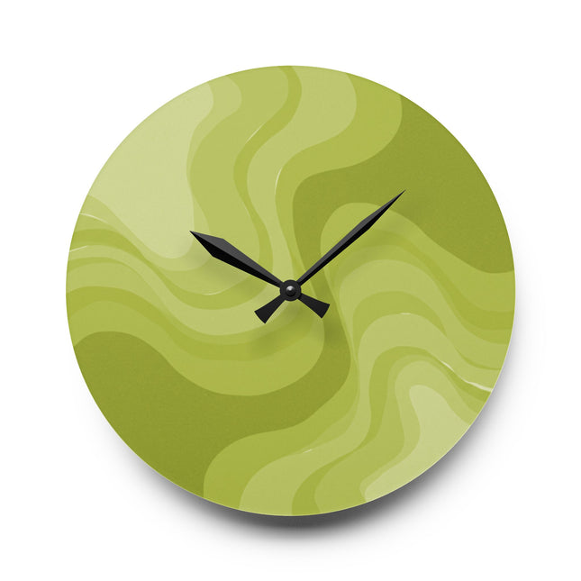 Lemon Wavey 10.75" x 10.75" Round or Square Acrylic Wall Clock