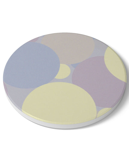 Pastel Soft Blue and Soft White Patches 4" x 4" Round Ceramic Coaster