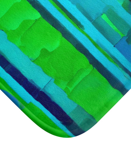 Striped Blue Green 34" x 21" Bath Mat