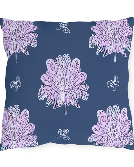 Purple White Floral Butterflies 16" x 16" Outdoor Pillow