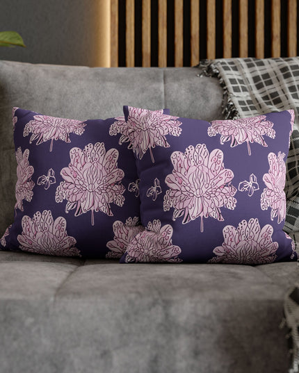 Magenta Floral Butterflies Spun Polyester Square Pillowcase, 14" x 14"