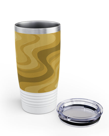 Brown Wavey Ringneck Tumbler, 20oz in white