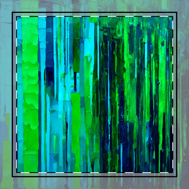 Striped Blue Green Poly Twill Napkin, 10" x 10"