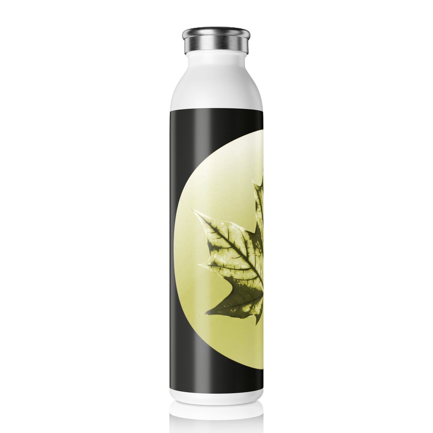 Lemongrass Maple Leaf Slim Water Bottle, 20 oz White